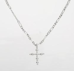 Cross Pendant Figaro Chain in Silver