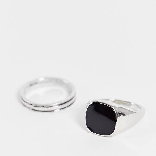 2 pack Signet and Band Ring