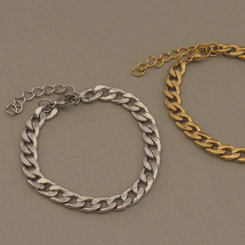 Silver Curb Chain Bracelet 9mm