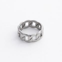 Silver Chain Ring In Stainless Steel