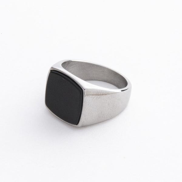 Silver Signet Ring & Band Ring Set in 2-Pack