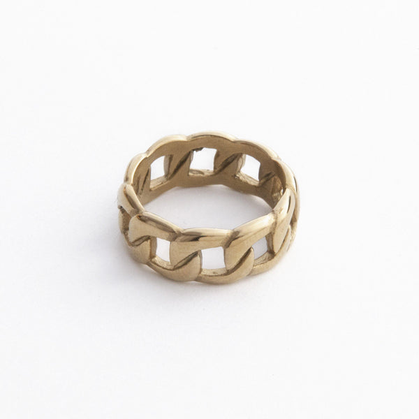 Gold Chain Ring Stainless Steel Ring - 18K real gold
