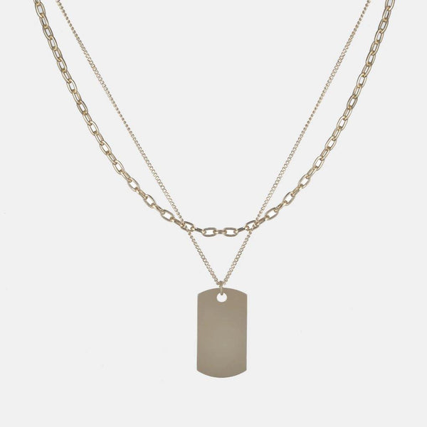 Layered Gold Dog Tag Necklace