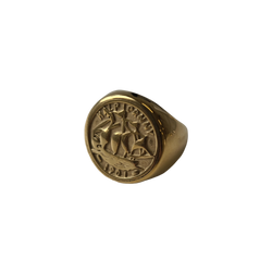 Lost Souls - Engraved Signet Ring in Gold Stainless Steel