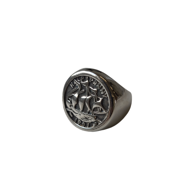 Lost Souls - Engraved Signet Ring in Silver Stainless Steel