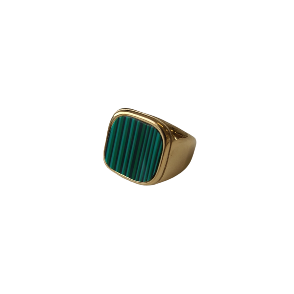 Lost Souls - Green Malachite Ring in Gold Stainless Steel - 18K real gold