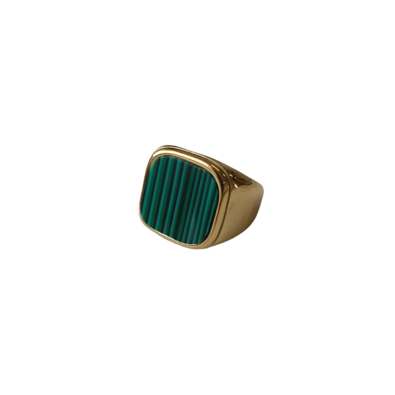 Lost Souls - Green Malachite Ring in Gold Stainless Steel - 18K real gold