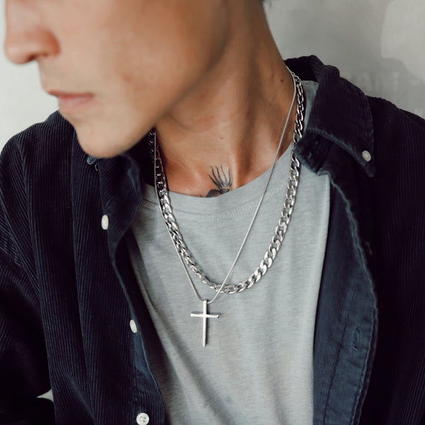 Cross Pendant Necklace in Silver Stainless Steel - Limited Edition