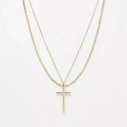 Multipack Chain and Cross Pendant Necklace In Gold - Pack of 2
