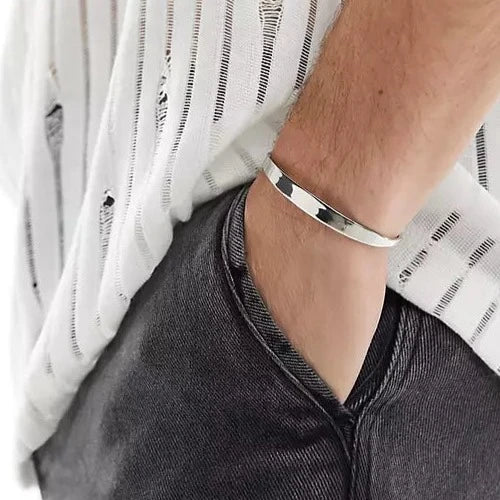 Minimal Cuff Bracelet In Silver