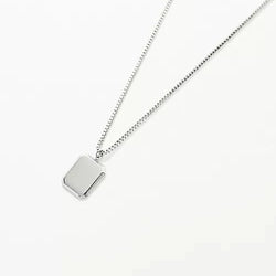 Lost Souls - Etched Tag Pendant Necklace In Platinum Stainless Steel