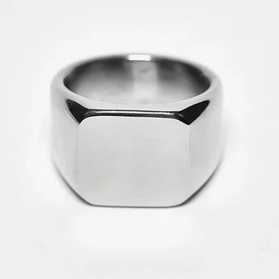 Akitsune Opus Signet Ring - Minimalist Stainless Steel Ring For Men & Women, Antique Silver Finish, US Size 8 - View #11