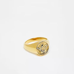 Lost Souls - Cherub Signet Pinky Ring In Gold Stainless Steel