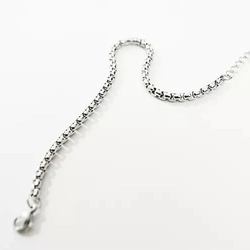 Rounded Box Chain Bracelet In Silver Stainless Steel