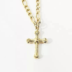 Lost Souls - Stainless Steel Engraved Cross Necklace In Gold