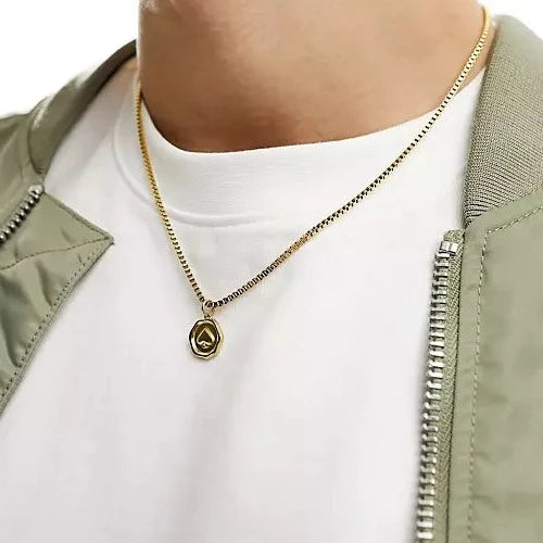 Lost Souls - Ace Coin Pendant Necklace In Gold Stainless Steel