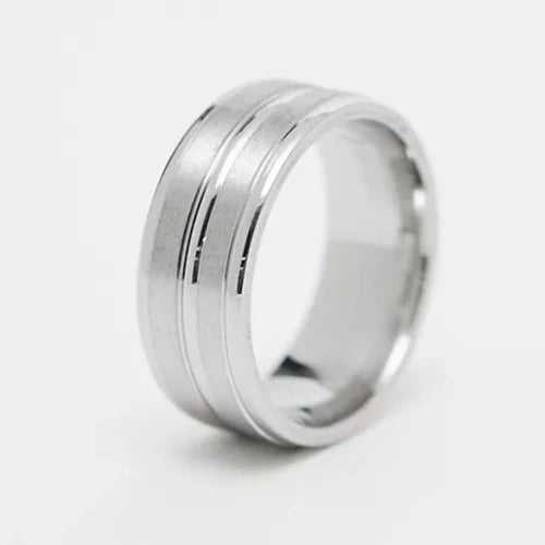 Lost Souls - 8mm Double Band Ring In Platinum Stainless Steel