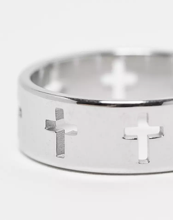 Multi cross band ring in silver in stainless steel