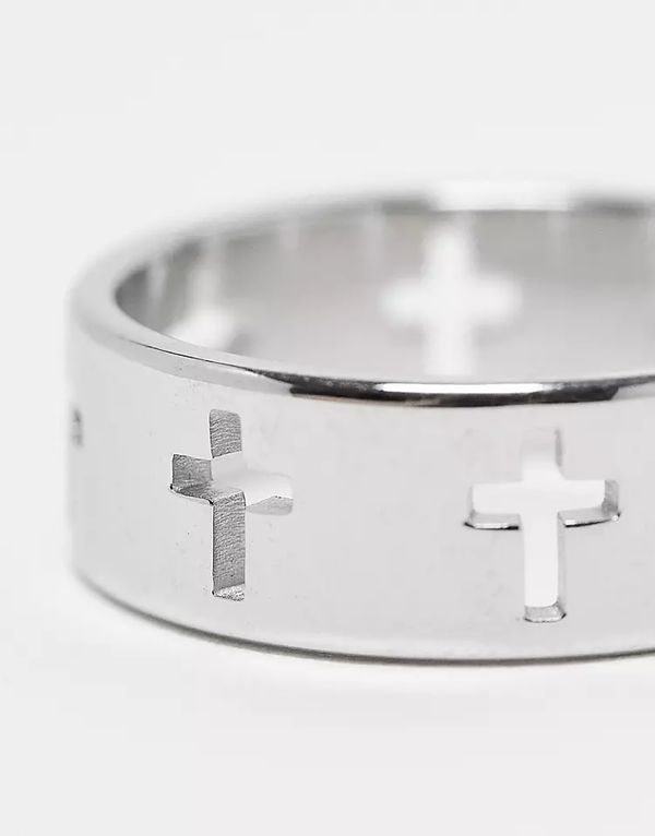 Multi cross band ring in silver in stainless steel