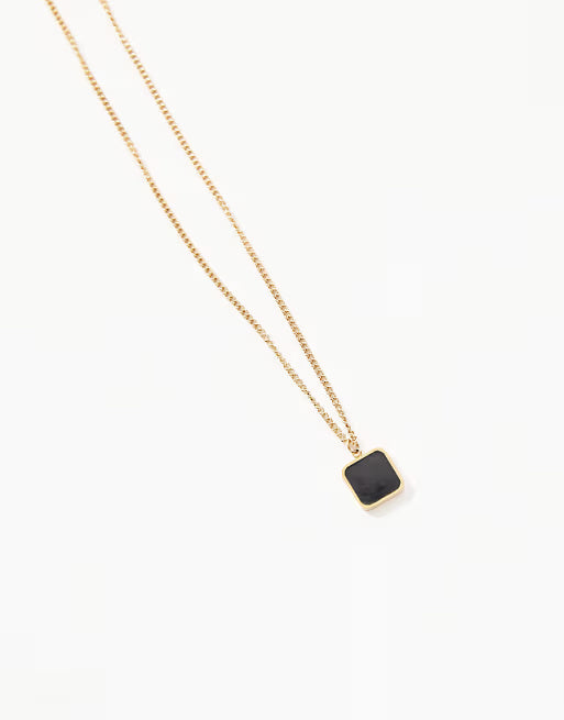 Lost Souls Black Resin Pendant Necklace in 18k gold plated