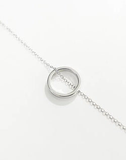 Ring Pendant Longer Length Necklace In Silver