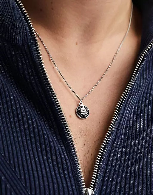 Disc Pendant Necklace In Silver