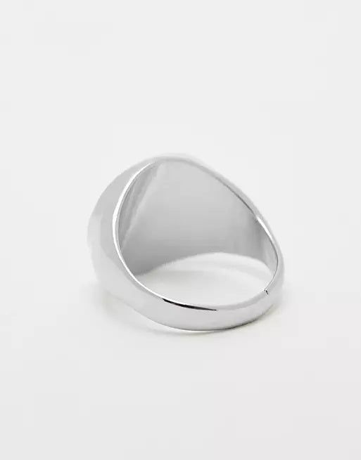 Engraved Coin Signet Ring in Silver