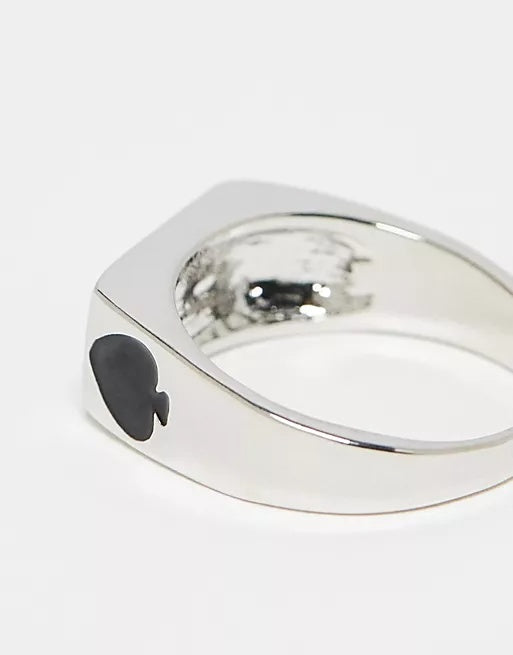 Ace Of Spades Square Signet Ring in Silver