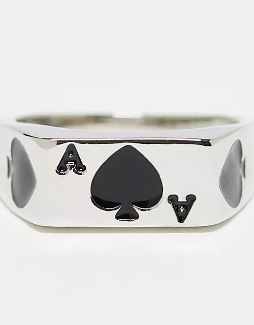 Ace Of Spades Square Signet Ring in Silver
