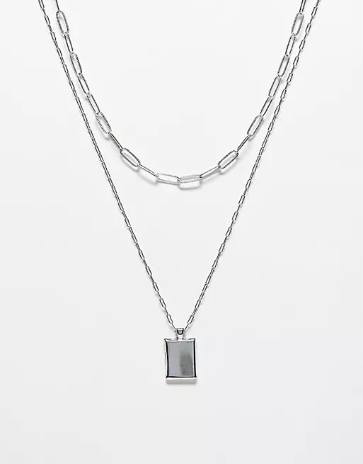 Necklaces With Dog Tag Pendant In Silver - Pack of 2