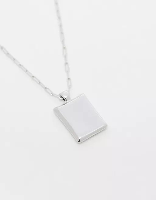 Necklaces With Dog Tag Pendant In Silver - Pack of 2