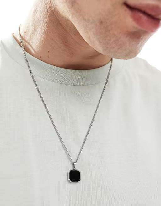Lost Souls Black Pendant Necklace in Stainless Steel