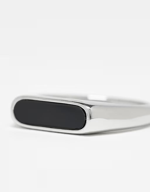 Lost Souls Black Resin Signet Ring in Stainless Steel