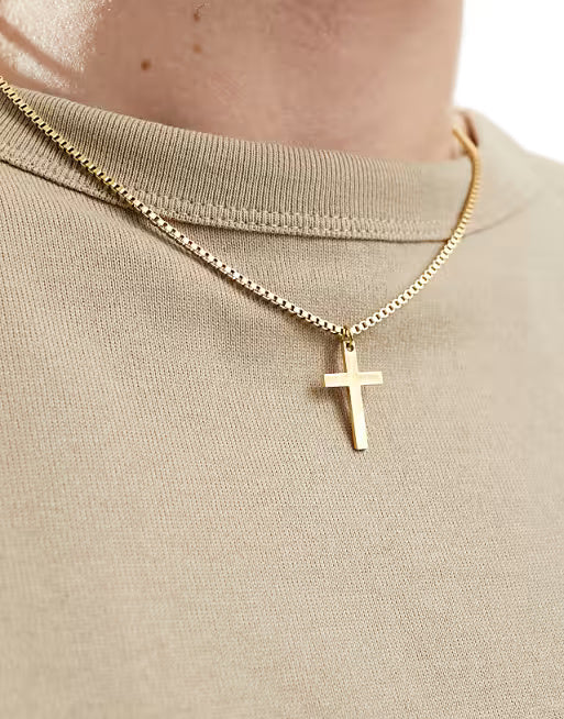 Lost Souls Cross Pendant Necklace in 18k gold plated
