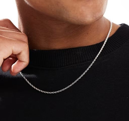 Lost Souls 2.5mm Rope Chain Necklace in Stainless Steel