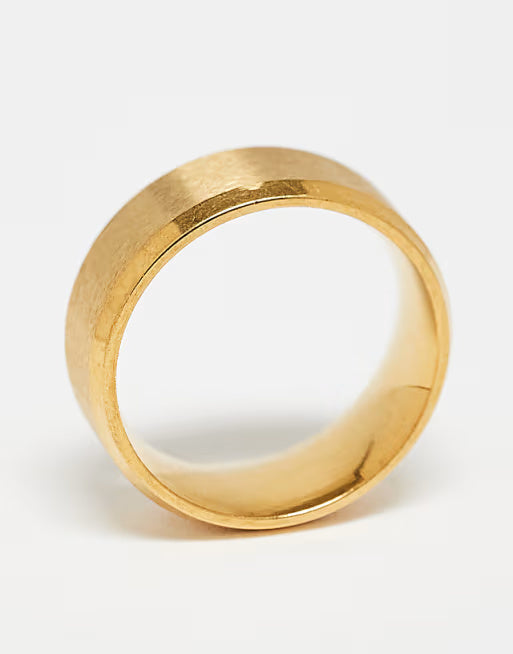 Lost Souls Matte Band Ring with Angled Edges in 18k Gold Plated