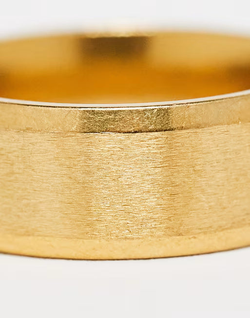 Lost Souls Matte Band Ring with Angled Edges in 18k Gold Plated