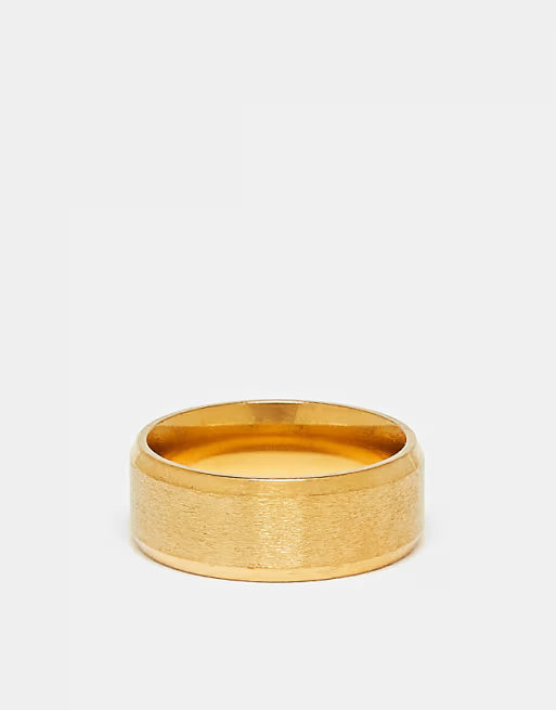 Lost Souls Matte Band Ring with Angled Edges in 18k Gold Plated