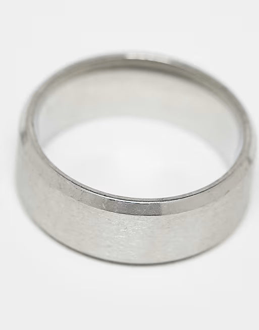 Lost Souls Matte Band Ring with Angled Edges in Stainless Steel
