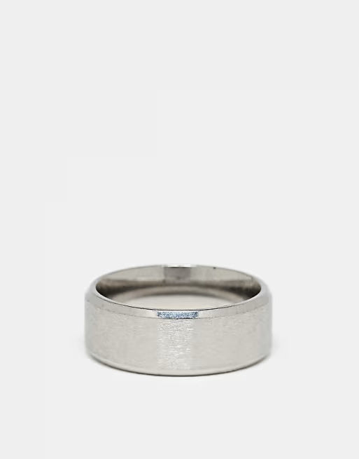 Lost Souls Matte Band Ring with Angled Edges in Stainless Steel