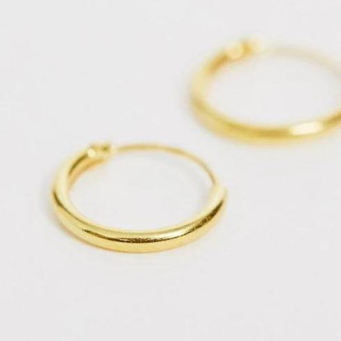 Small Hoop Earrings In Sterling Silver With Real Gold Plating