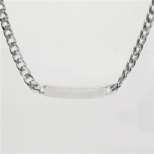 Chain ID Bar Necklace in Silver