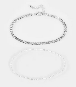 Elasticated Pearl Bracelet and Chain Bracelet