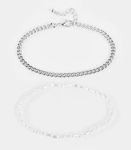 Elasticated Pearl Bracelet and Chain Bracelet