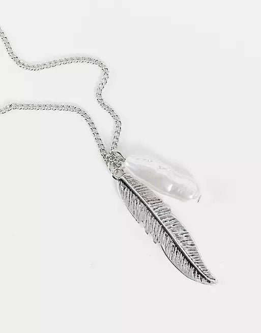 Feather and Pearl Necklace