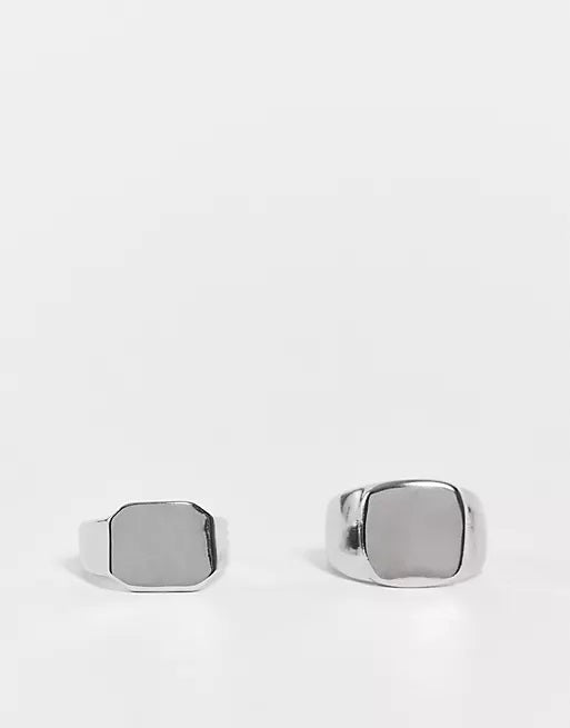 2 pack Square Signet Ring