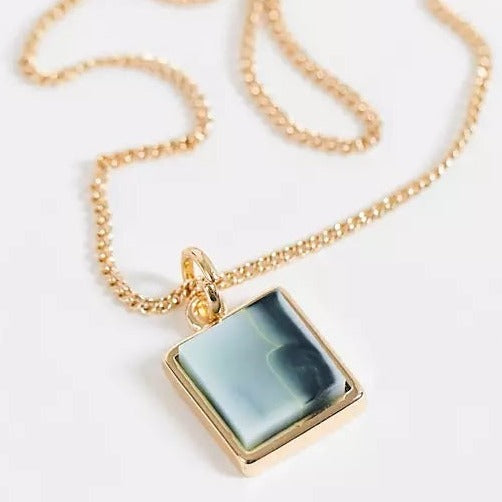 Gold Resin Square Pendant