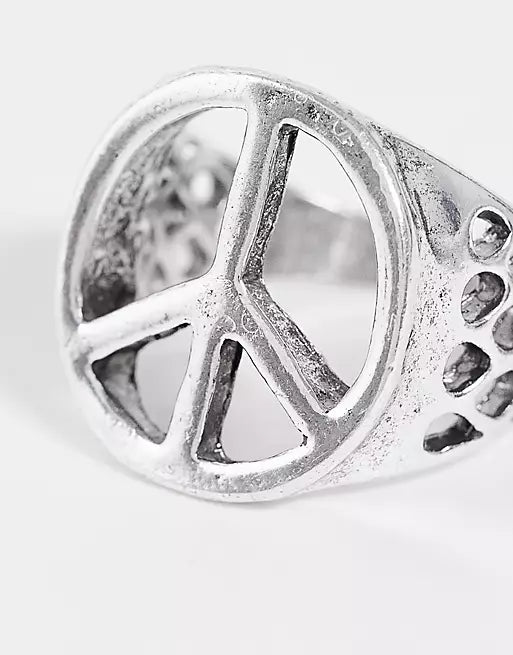 Silver Peace sign Ring