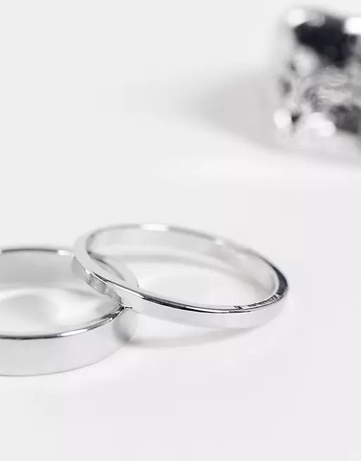 Silver 3 pack Signet and Band Rings