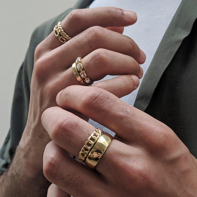 Gold Multi-Design Band Rings In 6 Pack